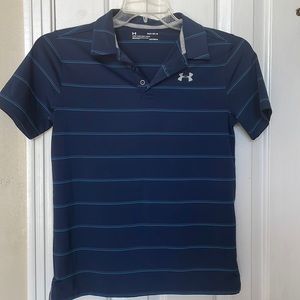 Under Armour Youth Large collared shirt. Navy with stripes.Excellent condition.